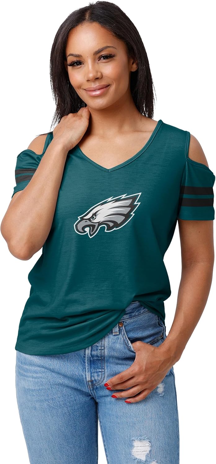 FOCO Women's NFL Ladies Fashion Cold Shoulder Top Shirt Review