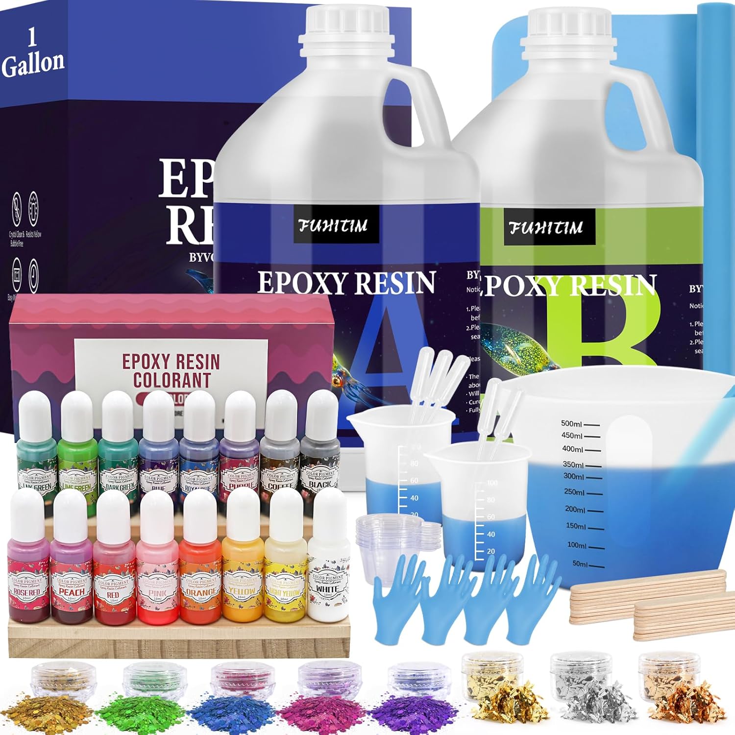 1 Gallon Crystal Clear Epoxy Resin Kit for Art and Crafts