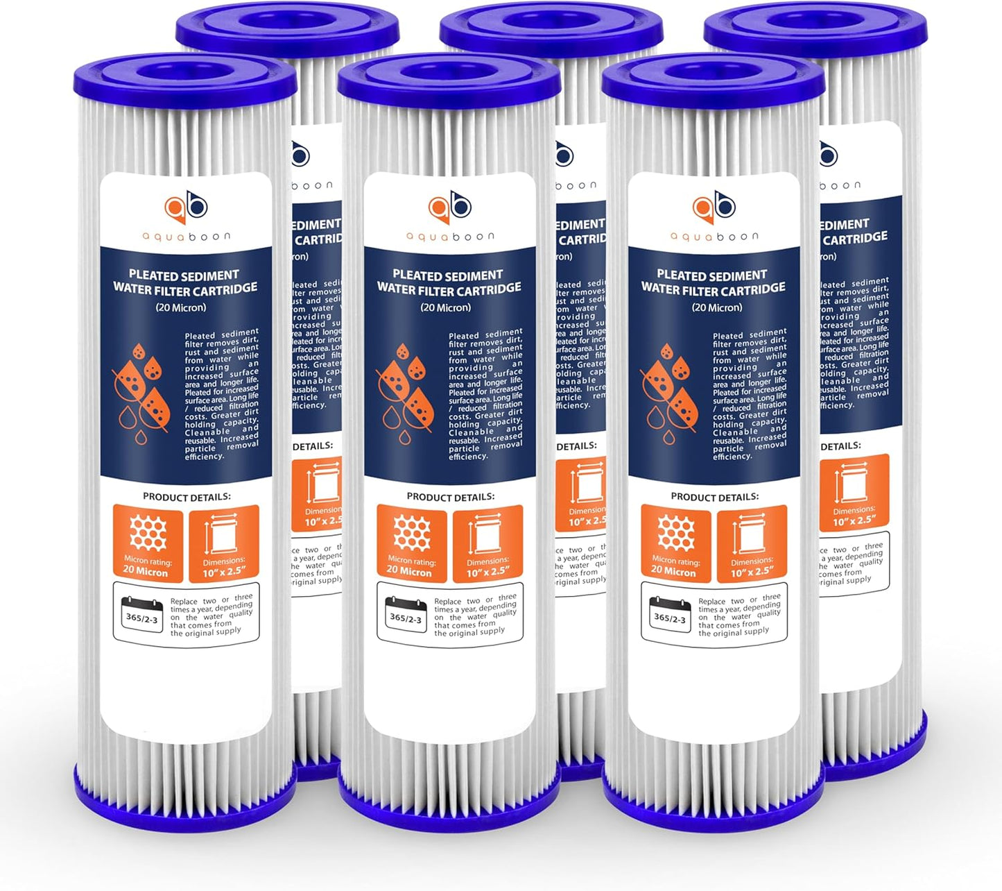 Aquaboon 20 Micron Pleated Sediment Filter Cartridge 10x2.5