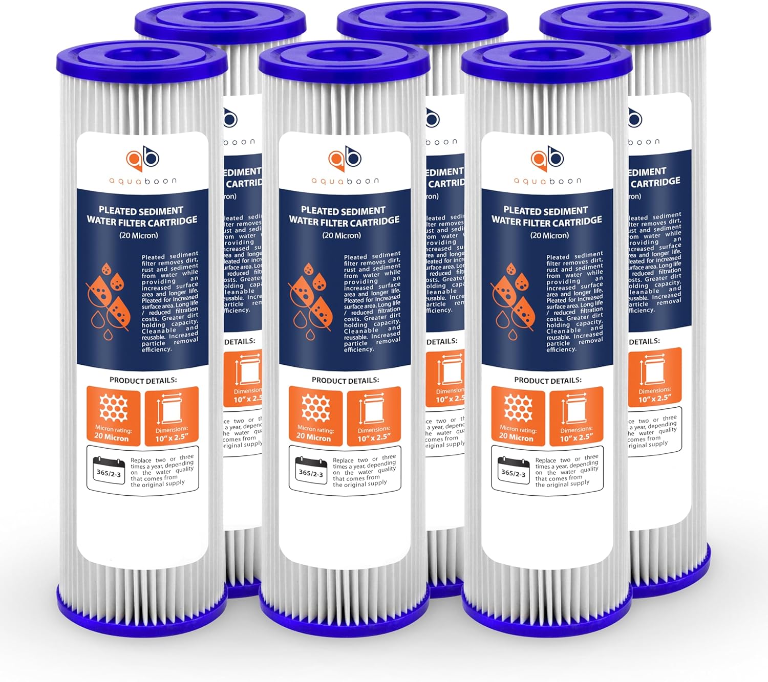 Aquaboon 20 Micron Pleated Sediment Filter Cartridge 10x2.5