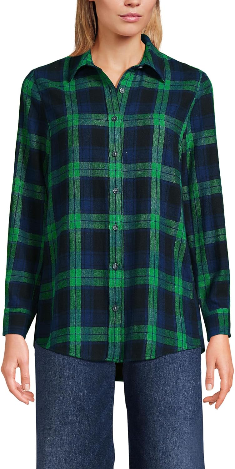 Lands' End Women's Flannel Boyfriend Fit Long Sleeve Shirt Review