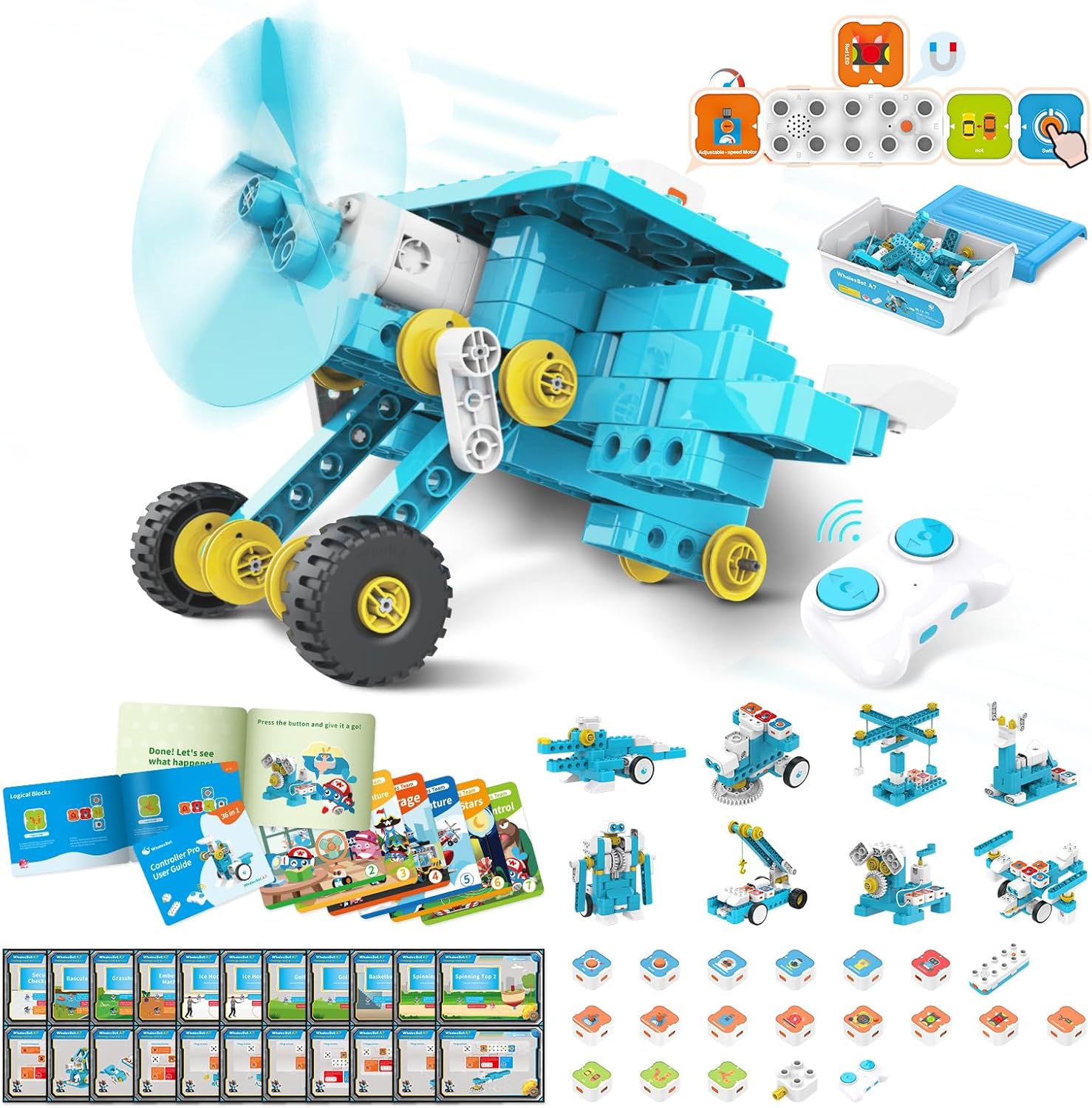 WhalesBot A7 36-in-1 Kids Coding & RC Robot Kit for Fun Learning