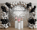 Silver Shimmer Wall Backdrop 48pcs Sequin Panels - Glam Photo Wall
