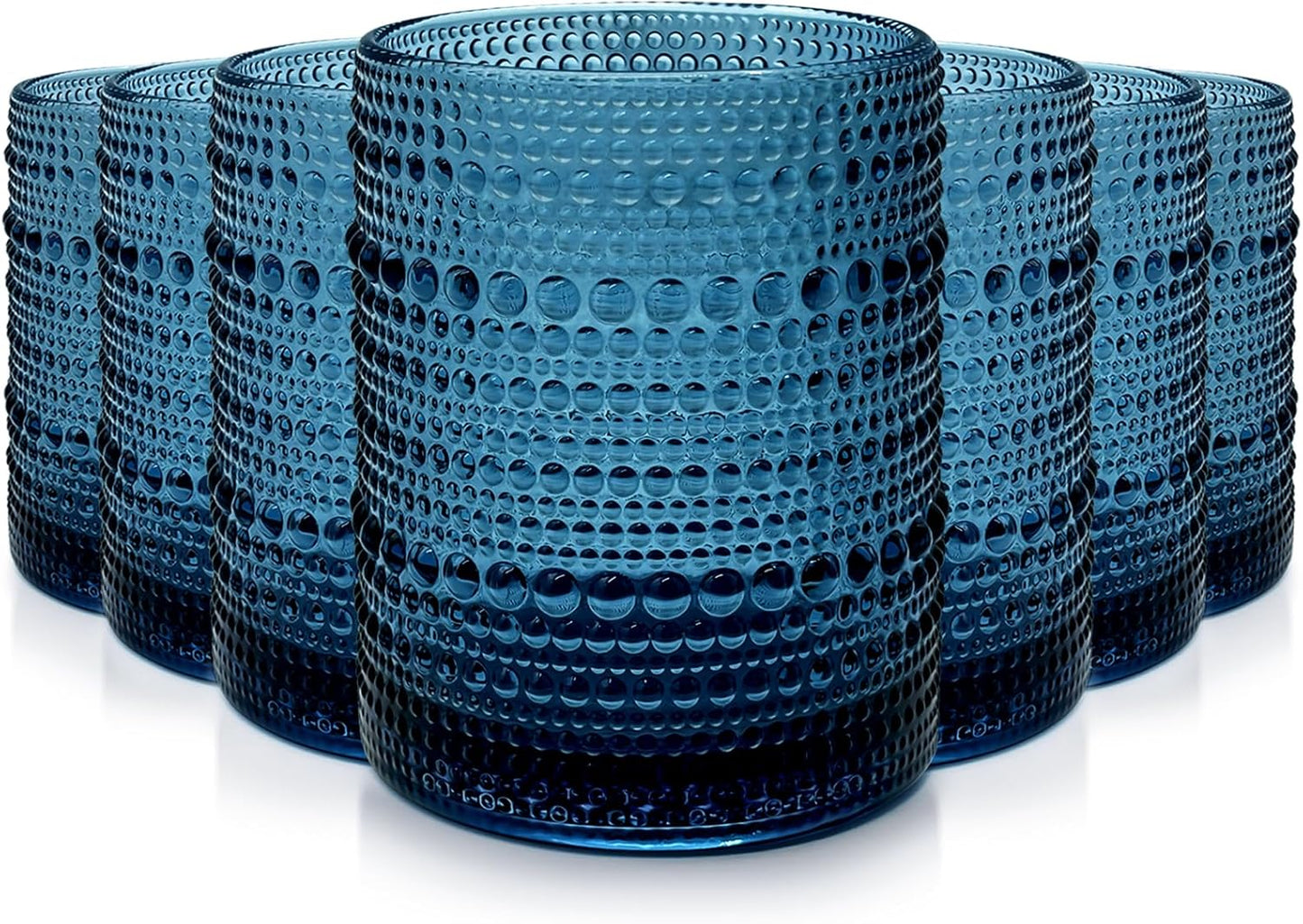 Vintage Drinking Glasses Set of 8 - Thick Hobnail Tumblers