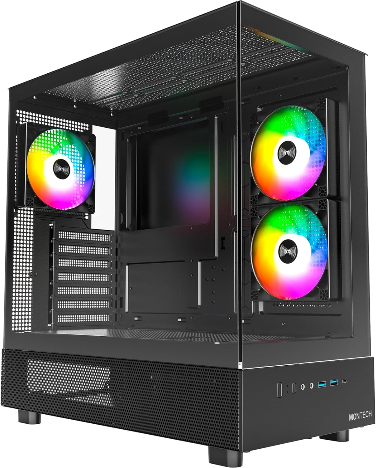 MONTECH XR-B ATX Mid-Tower Gaming Case with ARGB Fans and Glass