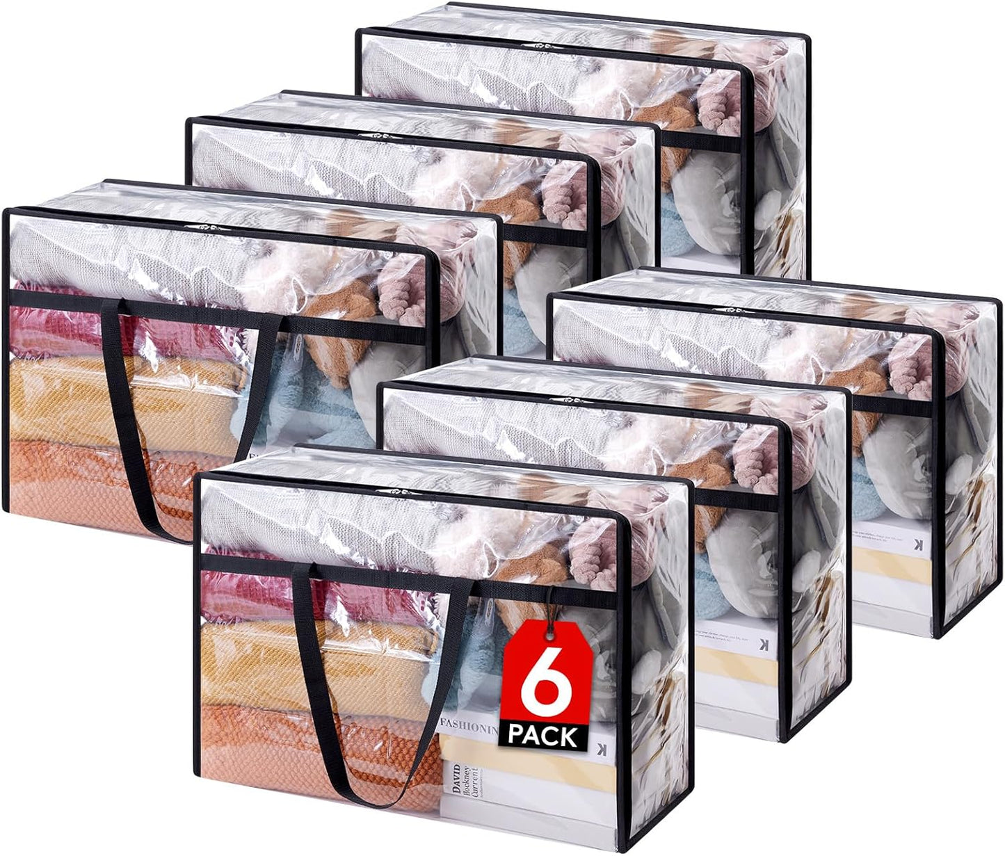 Lifewit 6 Pack Clear Clothes Storage Bags for Bedding