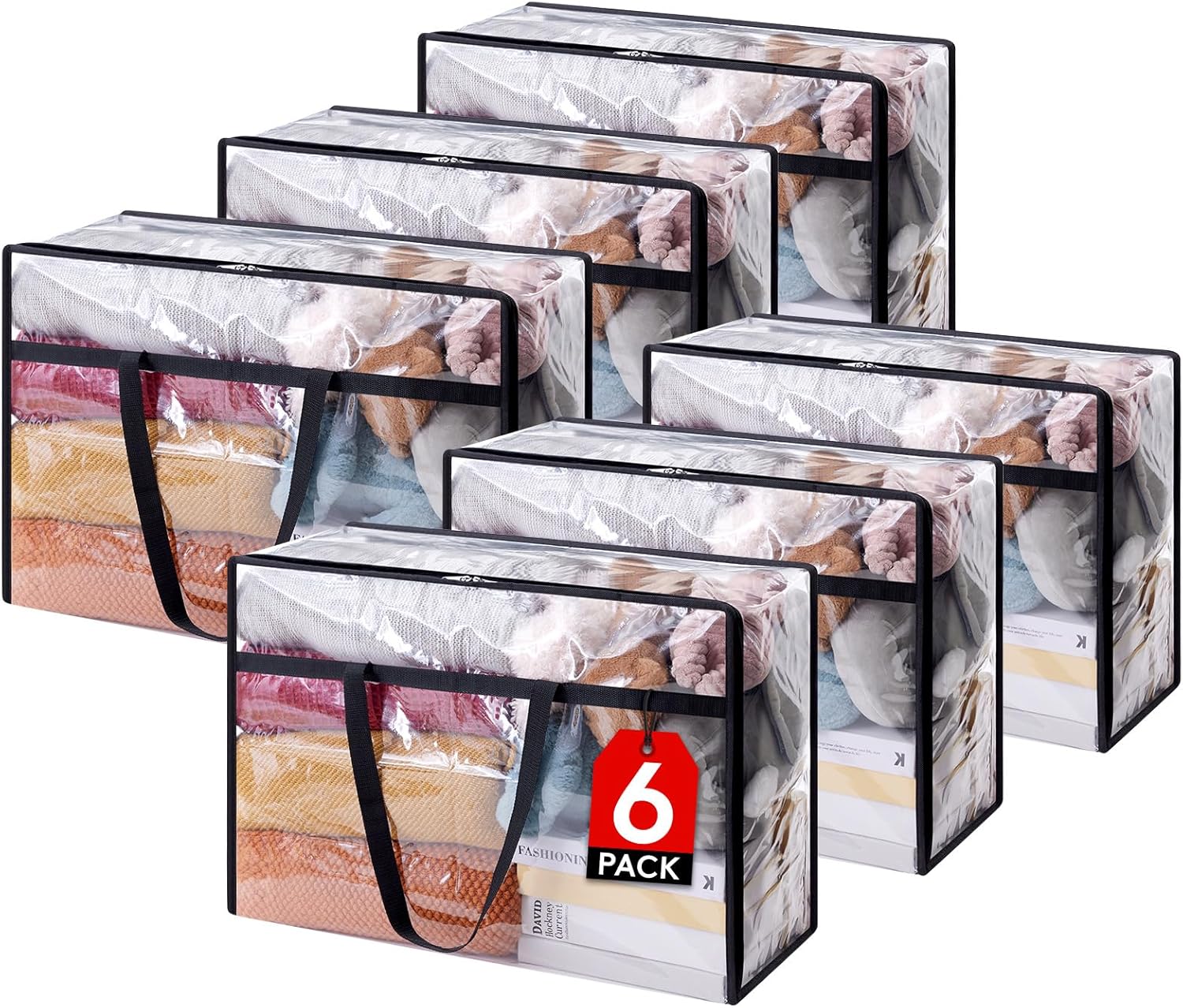 Lifewit 6 Pack Clear Clothes Storage Bags for Bedding