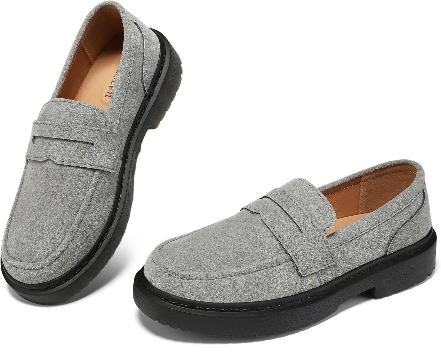 BEAUSEEN Women's Suede Penny Loafers - Chic Casual Slip On Shoes