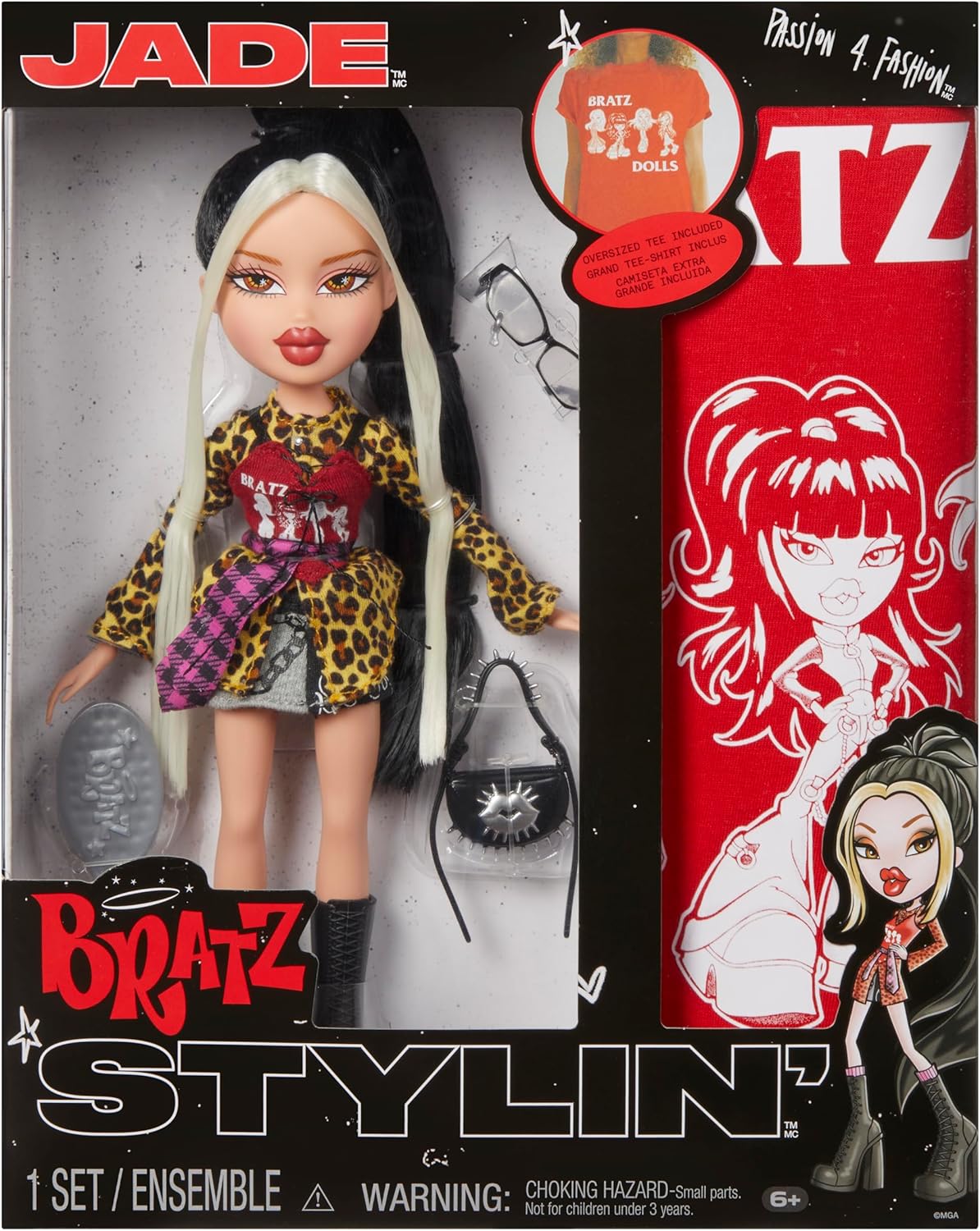 Bratz Stylin' Jade Fashion Doll with Customizable T-Shirt Fun