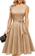 Women's Cocktail Dresses Modest Tea Dress - Sparkly Fit & Flare