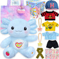 Axolotl Plush Gift Set with 12-Piece Clothes & Accessories - Cute 13in