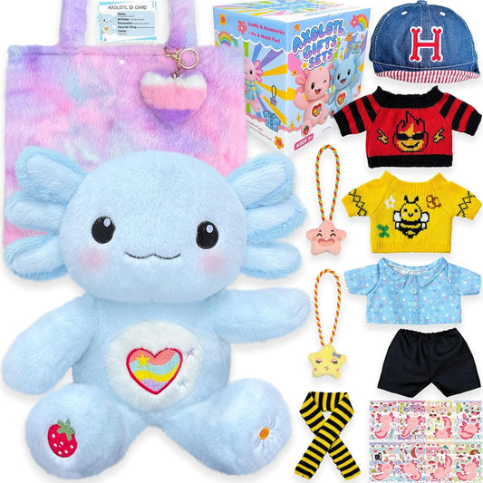 KUMANEKO Cute Axolotl Plush Gift Set for Kids Ages 4-12