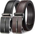 Ratchet Leather Belt for Men 2-Pack - Adjustable Italian Leather Dress