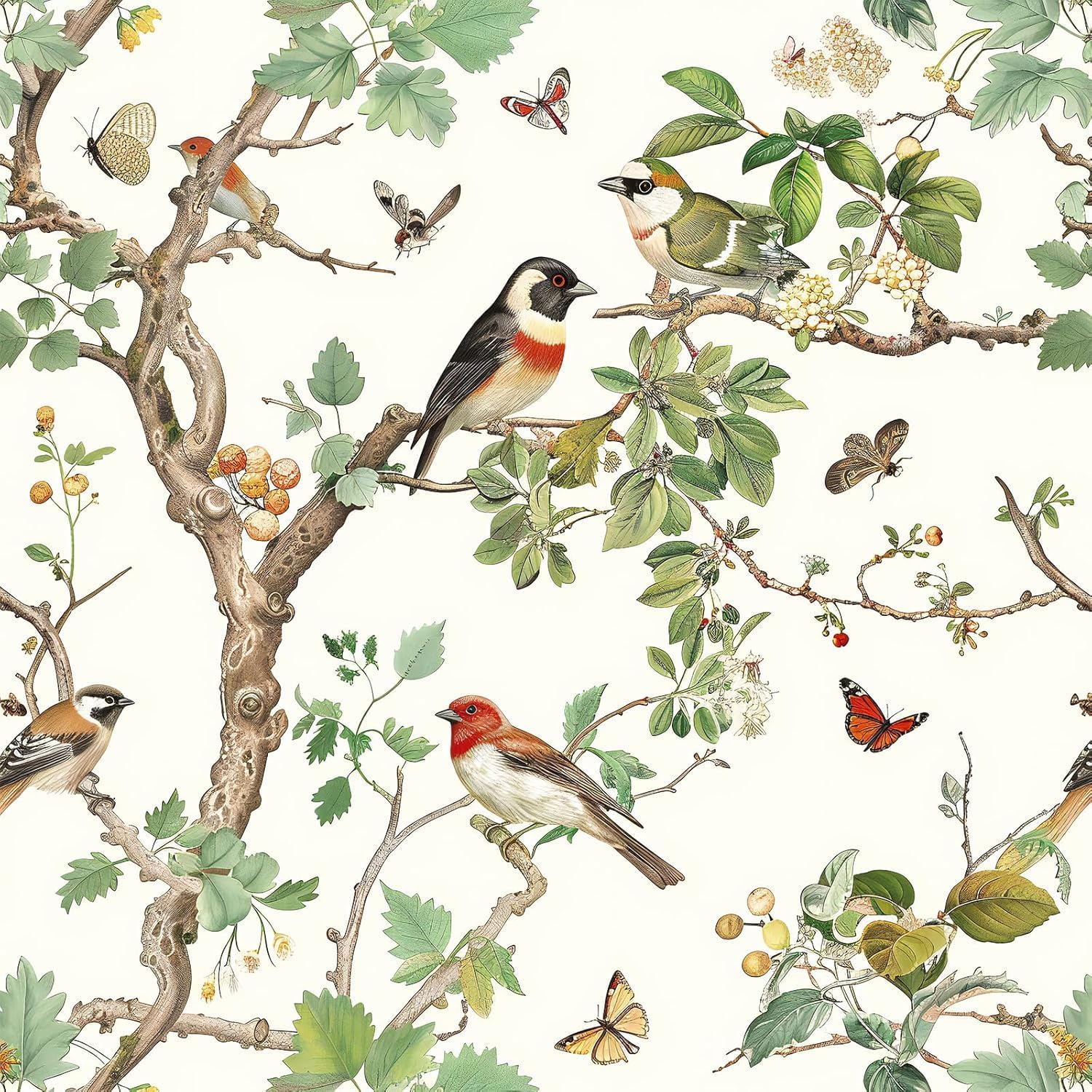 Vintage Bird Peel and Stick Wallpaper for Beautiful Decor