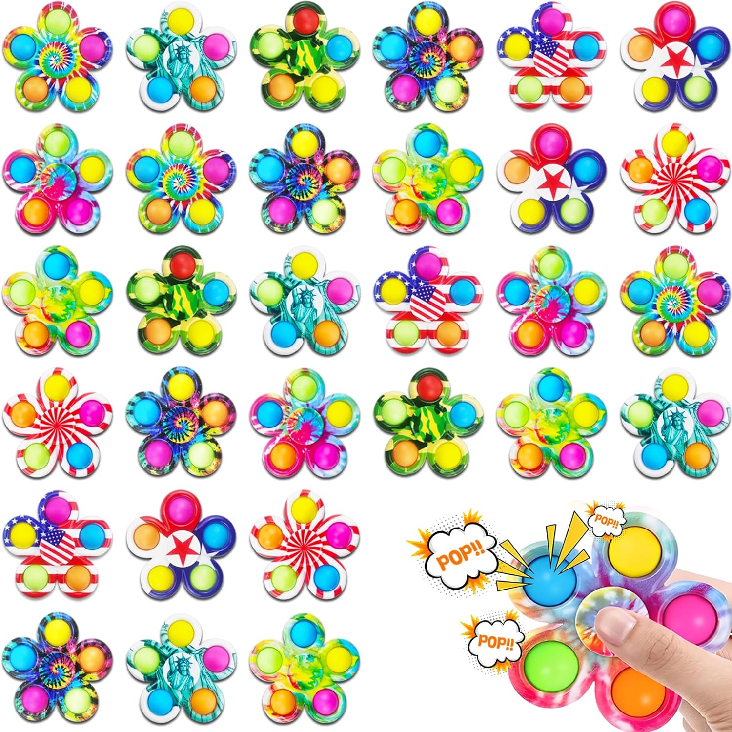 50Pcs Fidget Spinner Bulk Toys for Stress Relief and Fun