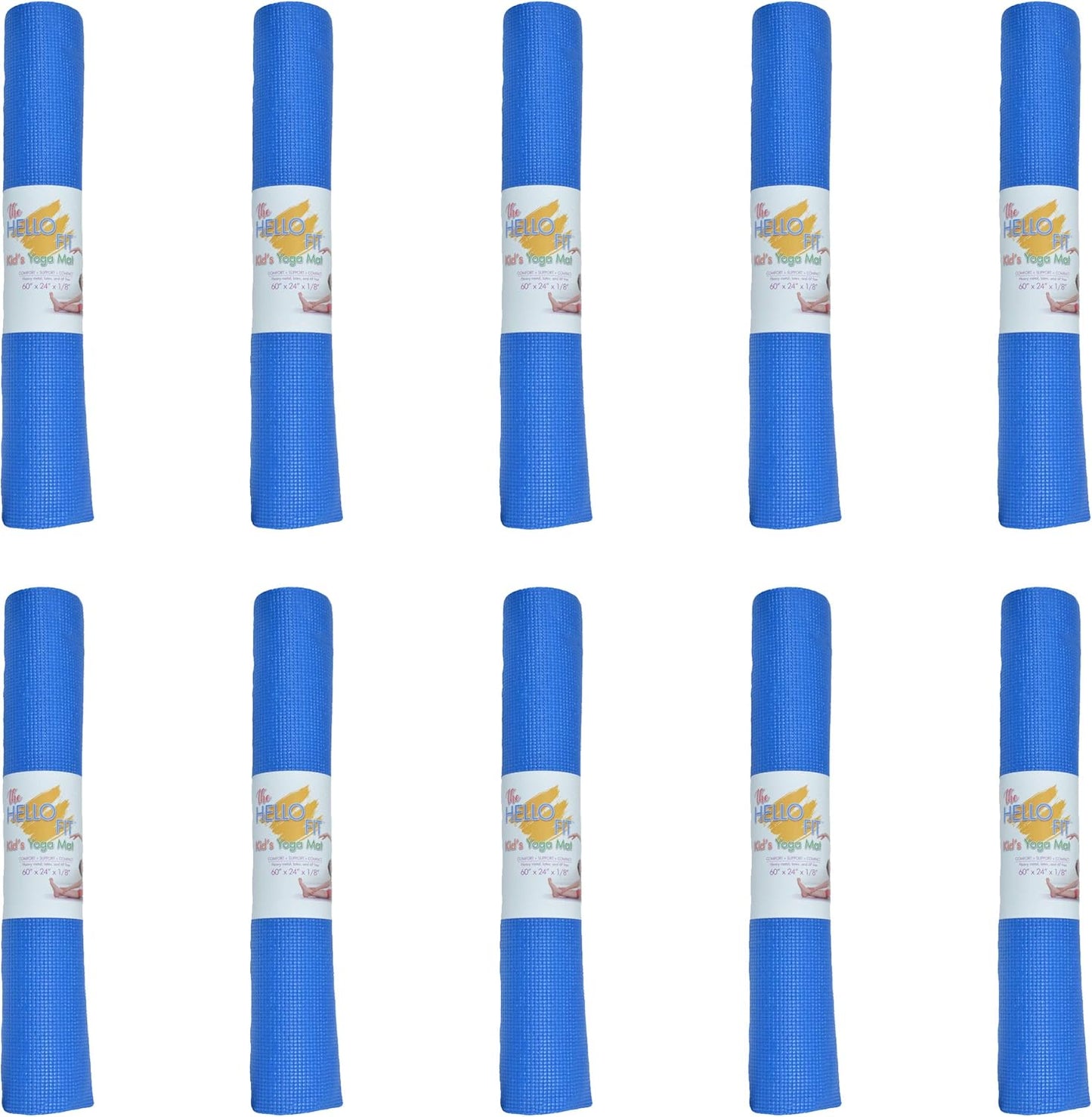 Non Slip Kids Yoga Mats, Easy Clean 10 Pack