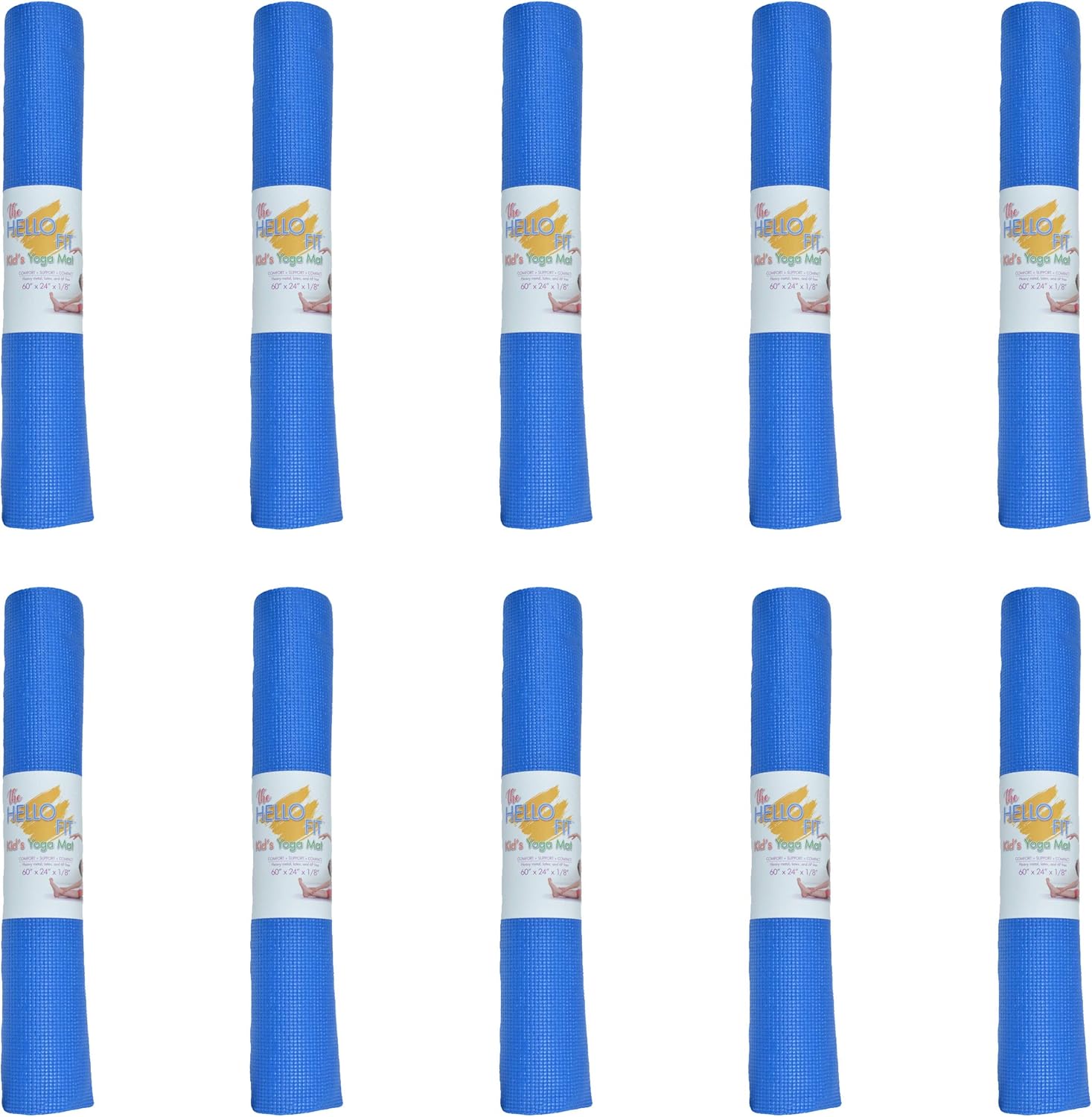 Non Slip Kids Yoga Mats, Easy Clean 10 Pack