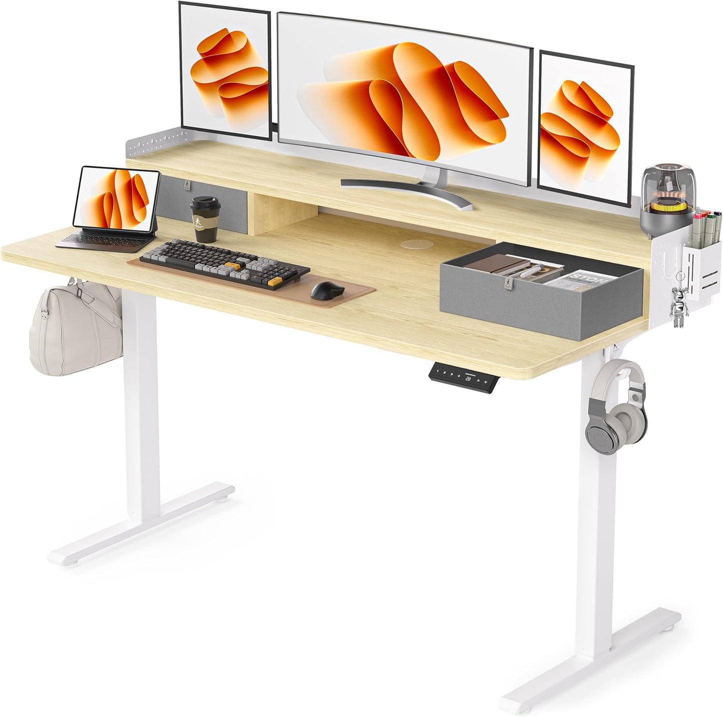 55x24 Inches Electric Standing Desk with 2 Drawers for Home Office