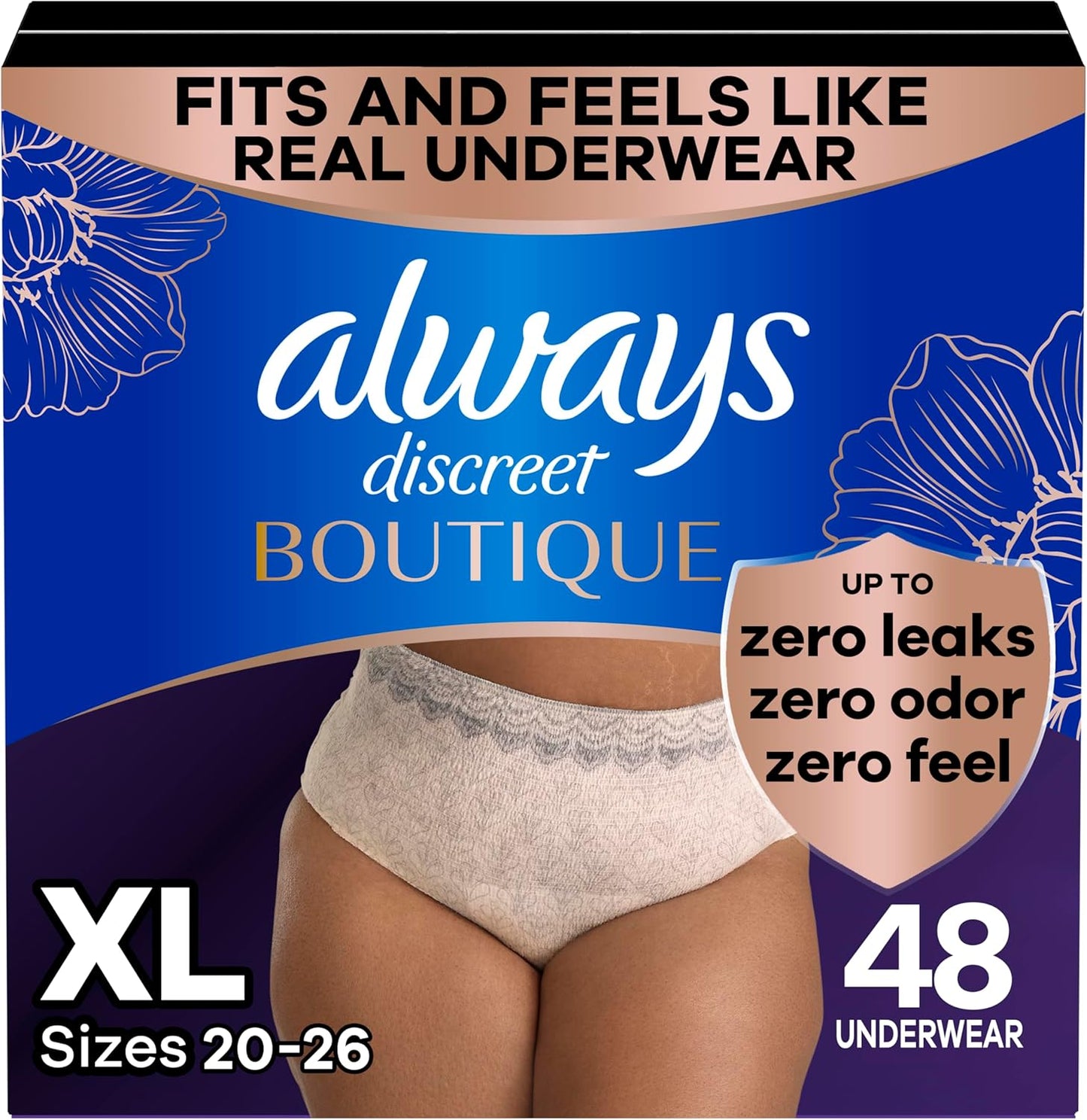 Always Discreet Boutique Incontinence Underwear for Women, XL