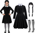 Girls Collar Black Velvet Skater Dress Set - School Girl Costume
