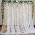 White Tulle Backdrop Curtain with Lights 10x8ft - Photo & Party