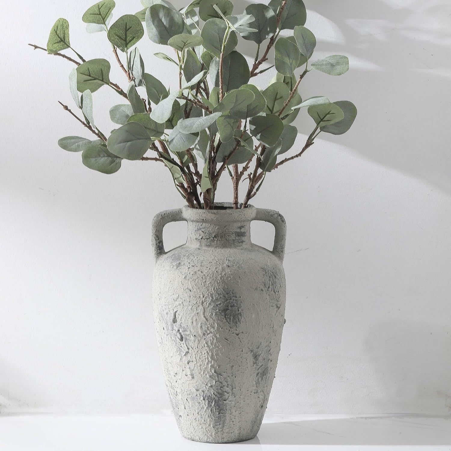 Large Ceramic Rustic Vase for Home Decor and Flower Arrangements