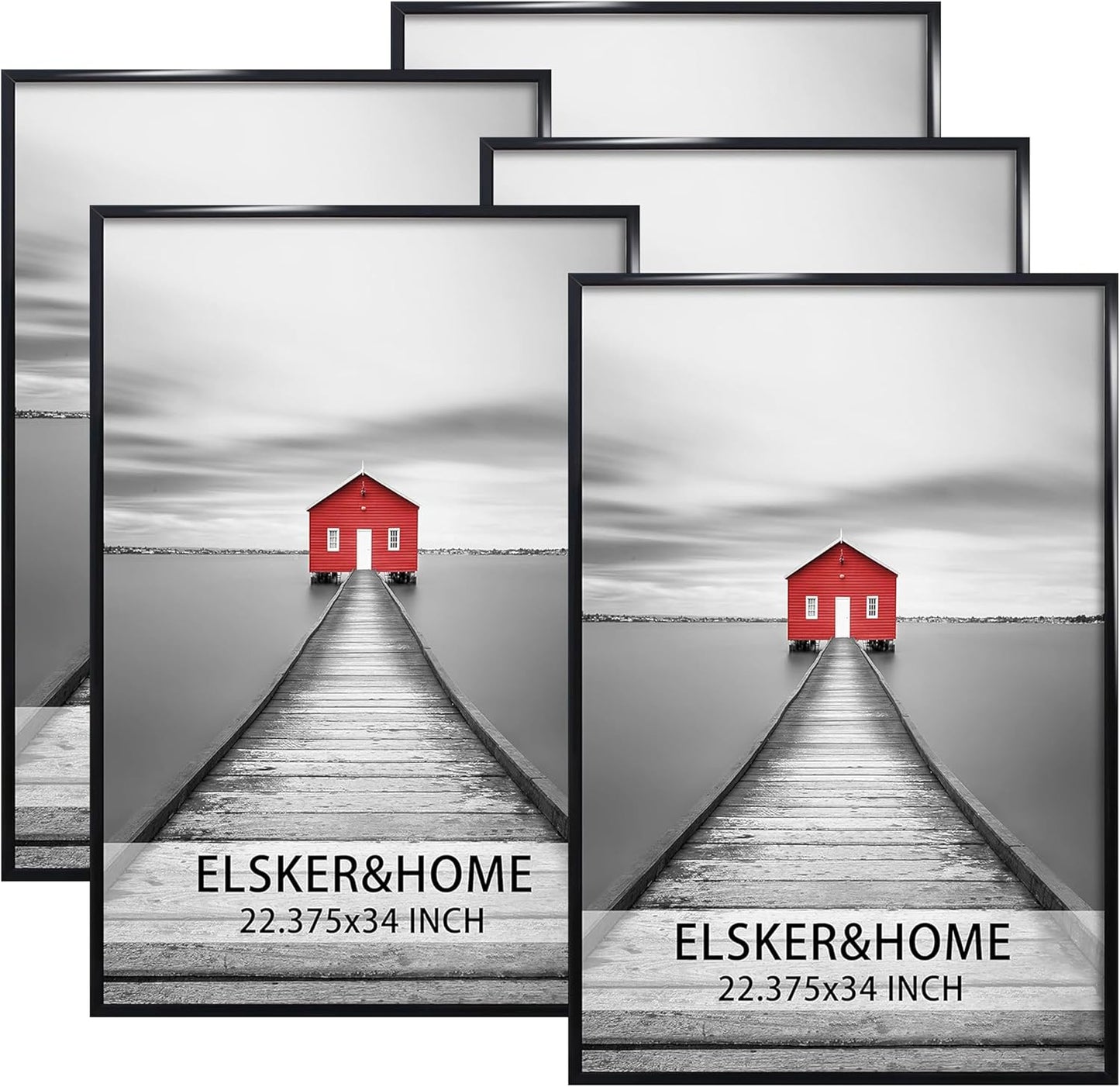 Black Poster Frame 5 Pack for Horizontal or Vertical Display