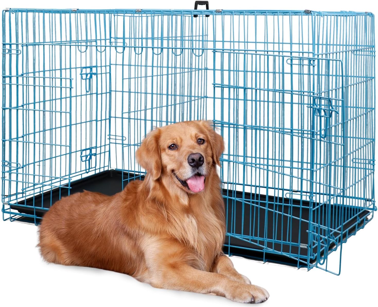 BestPet 48in Dog Crate - Foldable Metal Kennel for Large Breeds