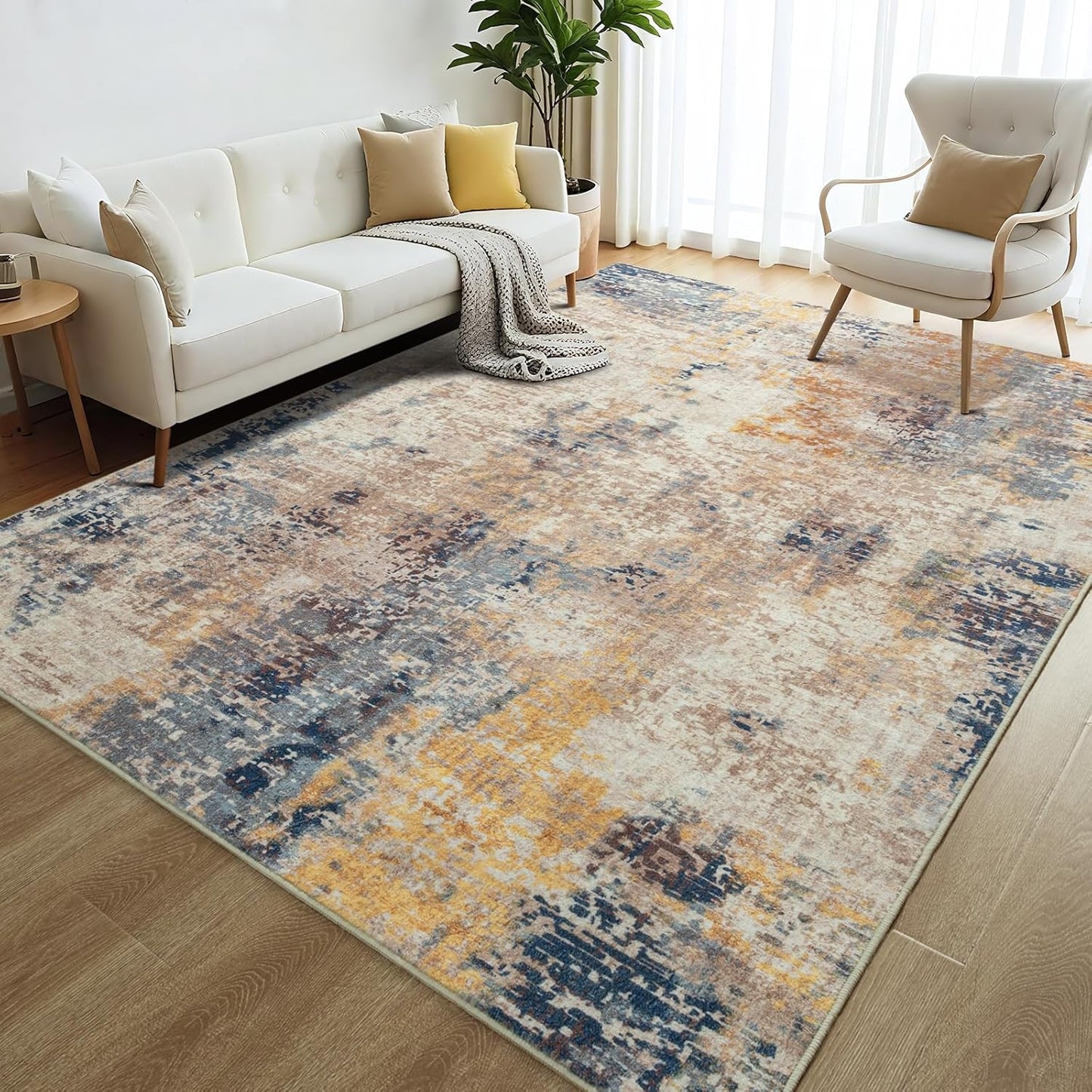 Merelax 6x9 Beige Area Rug for Living Room and Bedroom Decor