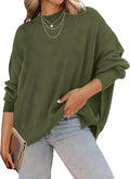 ZESICA Women's Fall 2025 Oversized Ribbed Knit Pullover Sweater - Cozy