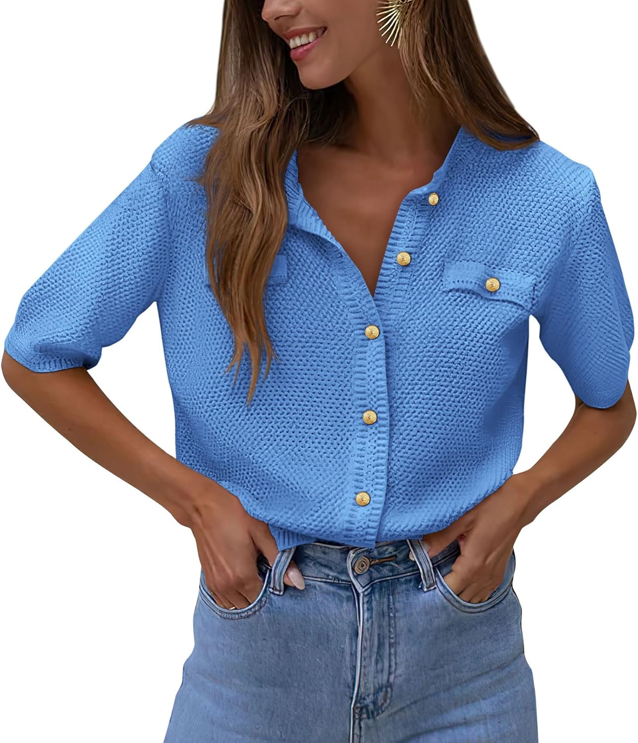 PRETTYGARDEN Women's Summer Button Down Shirts for Casual Style