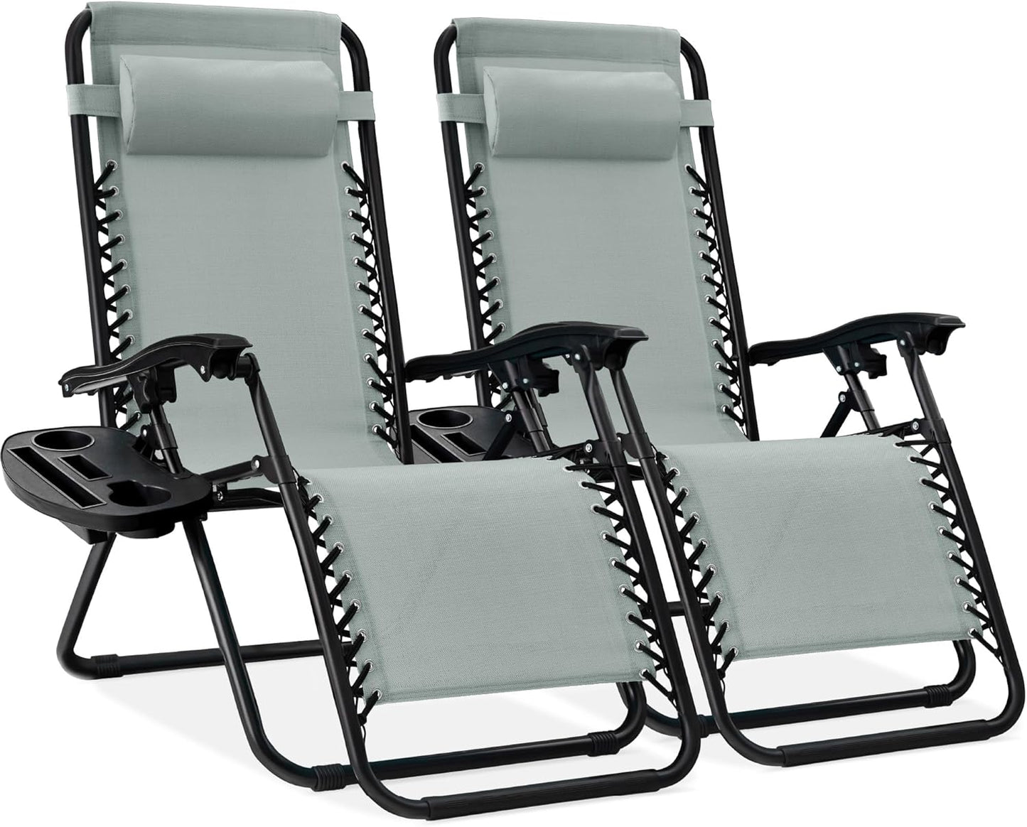 Adjustable Steel Mesh Zero Gravity Lounge Chair Recliners Set
