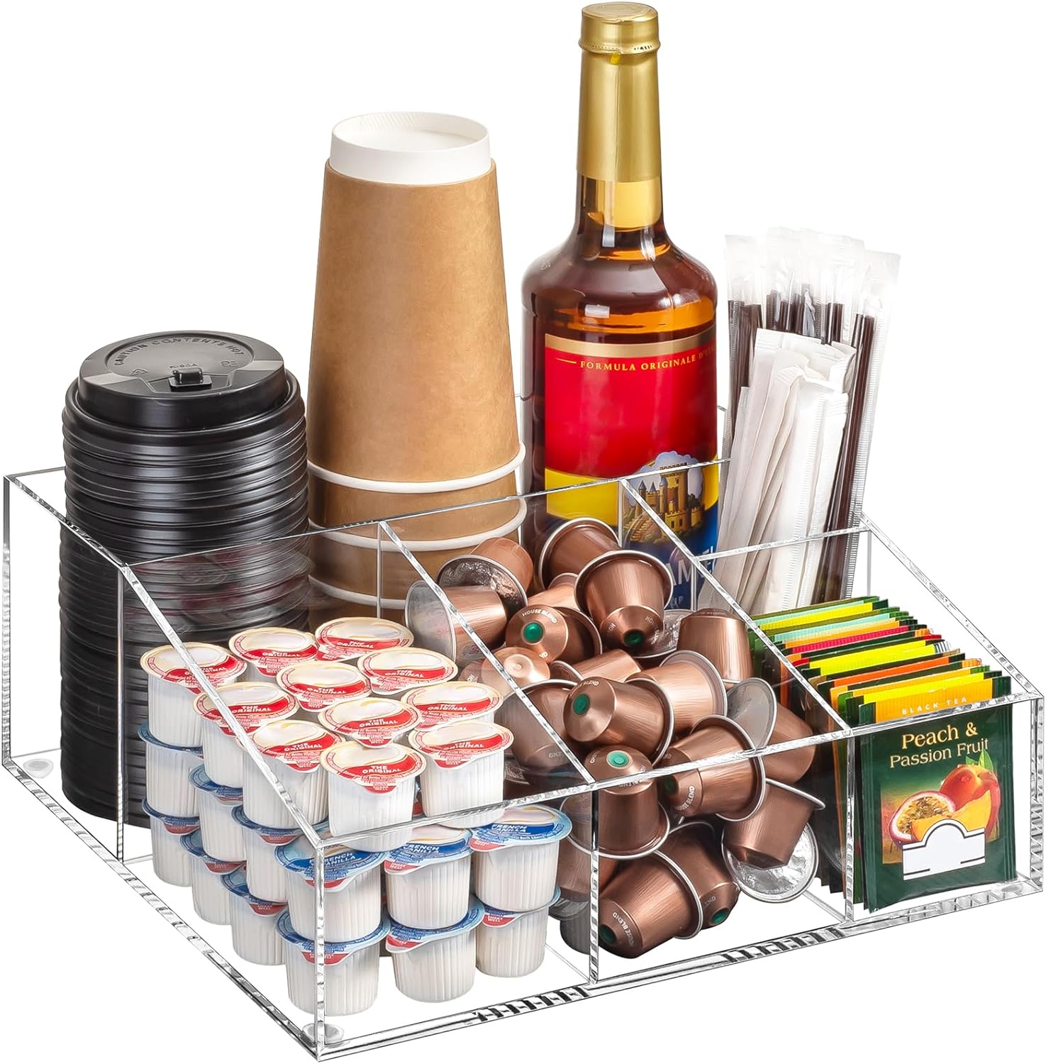 Acrylic Coffee Bar Station Organizer for Countertop Storage