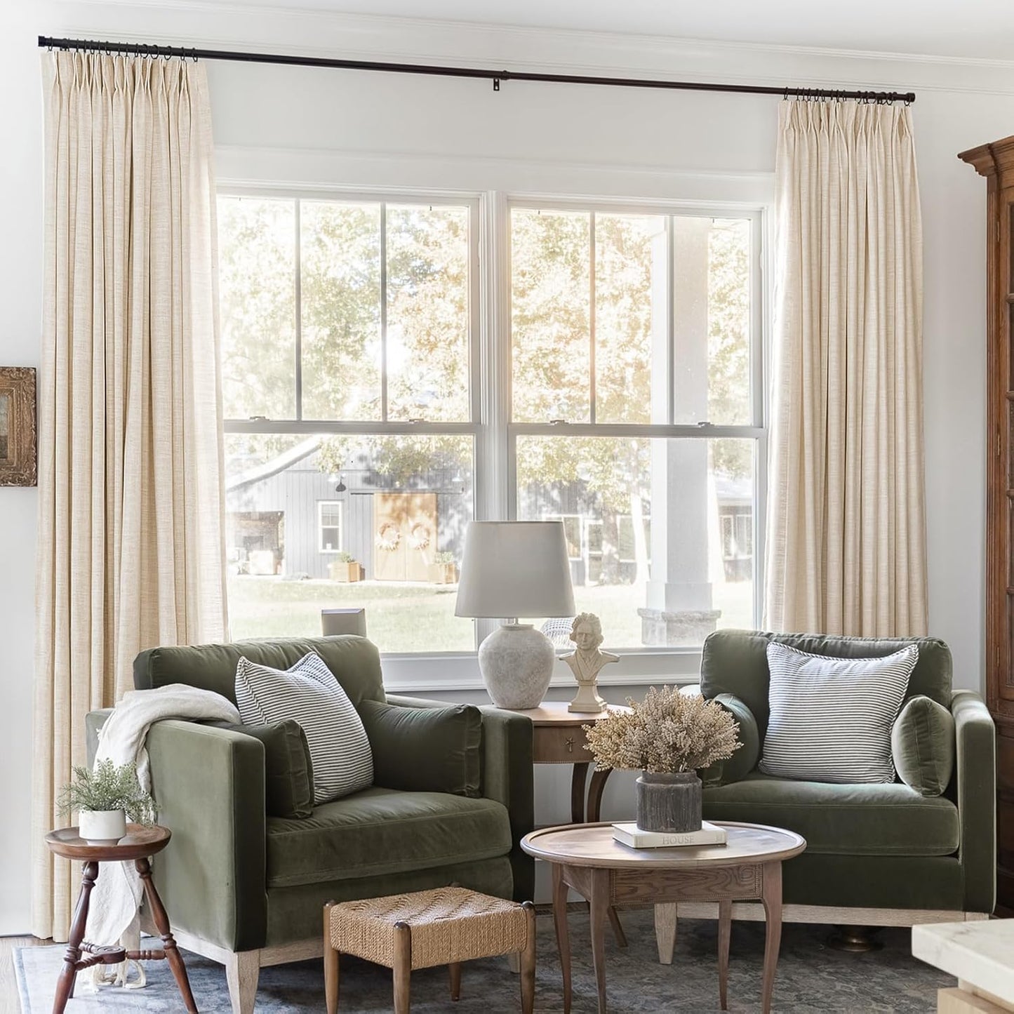 TWOPAGES Pinch Pleated Light Filtering Curtain for Home Decor