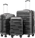 Expandable 28in Coolife Luggage 3 Piece Set - Reg Grey