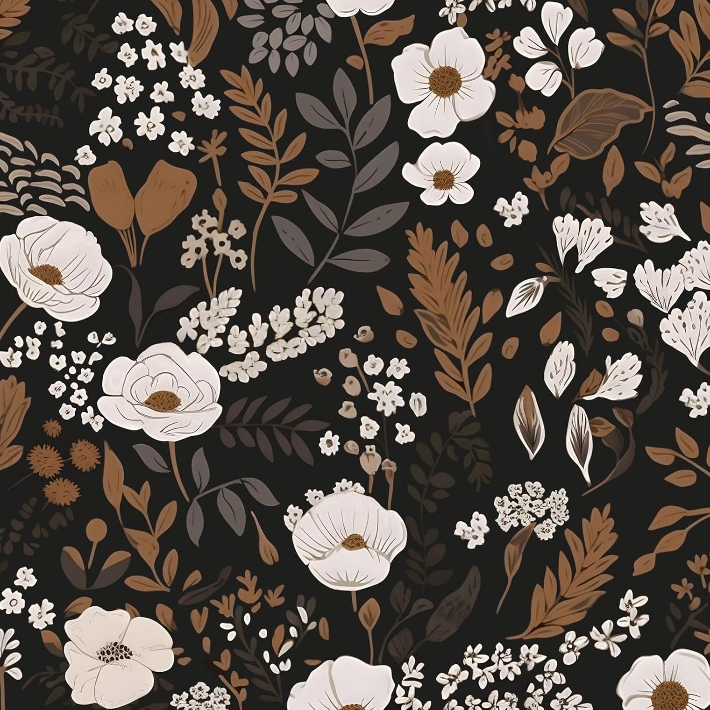 Brown Floral Peel and Stick Wallpaper for Vintage Home Decor