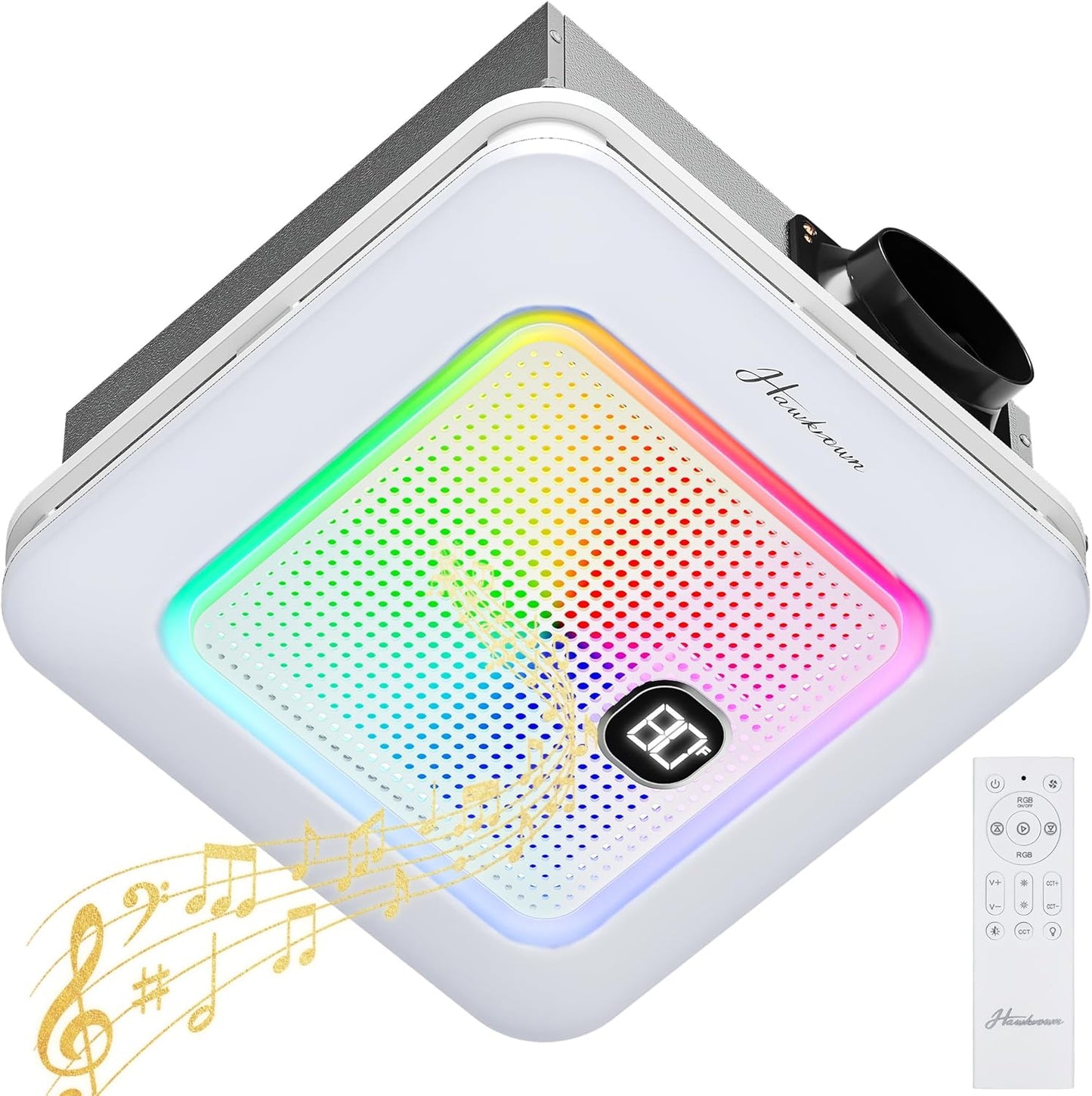Bathroom Exhaust Fan with Bluetooth Speaker and Light Features