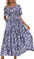 Women Casual Bohemian Floral Maxi Dress - Lightweight Summer Swing way