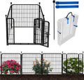 Tall Garden Fence Wide Door Low Threshold - Portable 8.8 ft Metal Gate