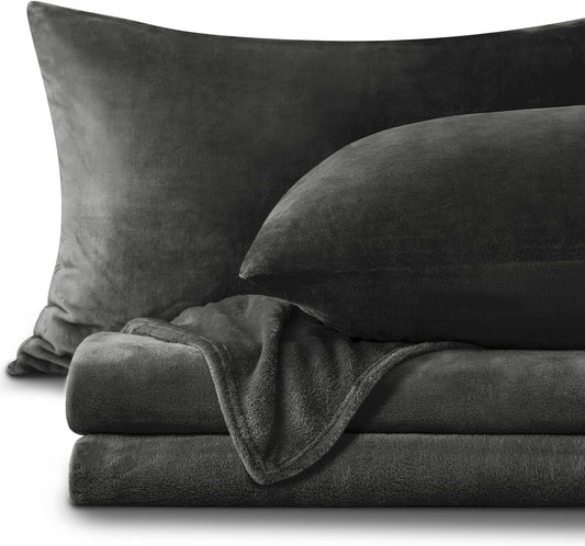 BEDELITE Flannel Sheets Full Size Dark Gray - Plush Fleece Set
