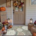 Area Rug 2x3 Brown White Washable Entry Rug - Floral Non Slip Accent