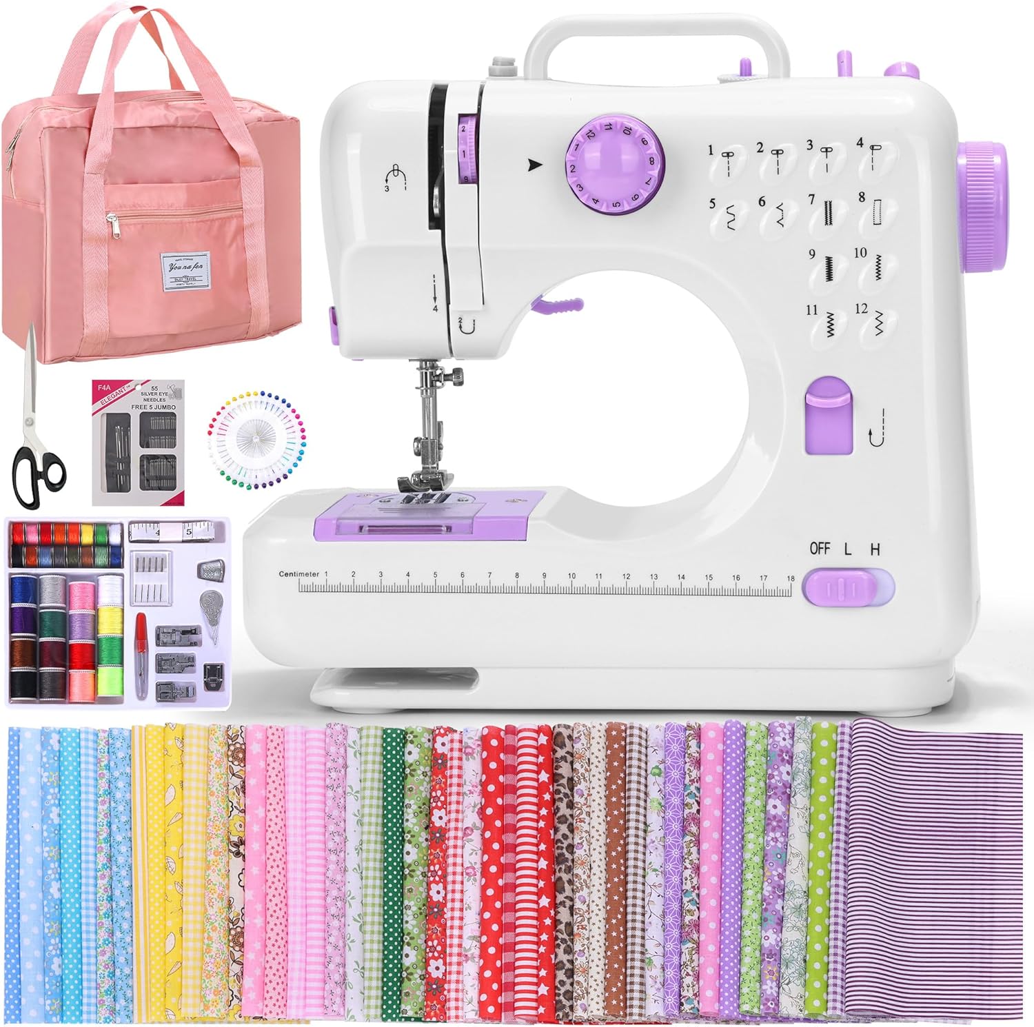Portable Beginner Sewing Machine - 12 Stitches, 2 Speeds