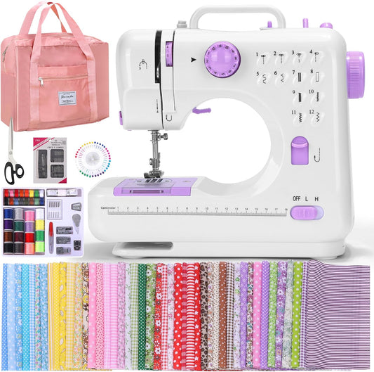 Portable Beginner Sewing Machine - 12 Stitches, 2 Speeds