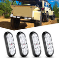 6 in Oval White LED Trailer Tail Light 4PCS - Bright Waterproof Kit