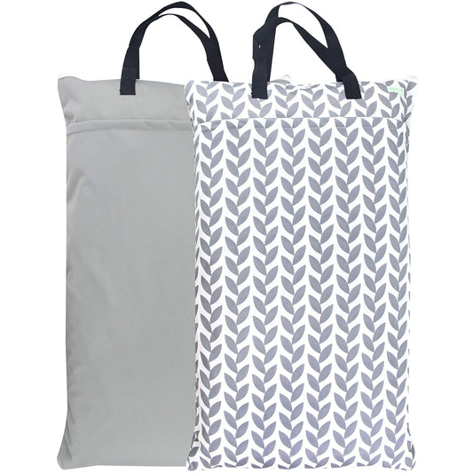 wegreeco Reusable Diaper Bag for On-the-Go (Grey Leaf)