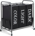 STORAGE MANIAC 3 Section Laundry Sorter - Rolling 3-Bag Hamper