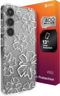 ZAGG Milan Samsung Galaxy S25 Case - Slim Floral White Protection