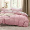 Bedsure Pink Duvet Cover Twin Set - Soft Cotton-Like Bedding