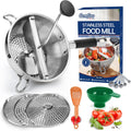 Stainless Steel Food Mill with 3 Discs - Ergonomic Rotary Grinder