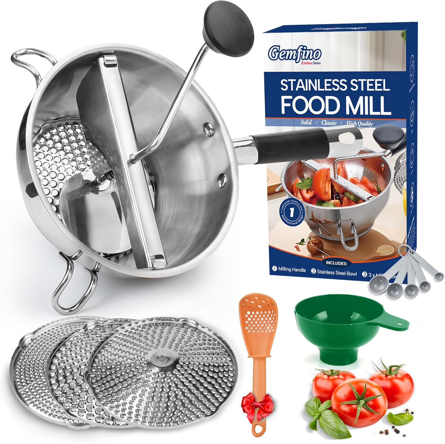 Stainless Steel Food Mills with 3 Discs for Easy Grinding